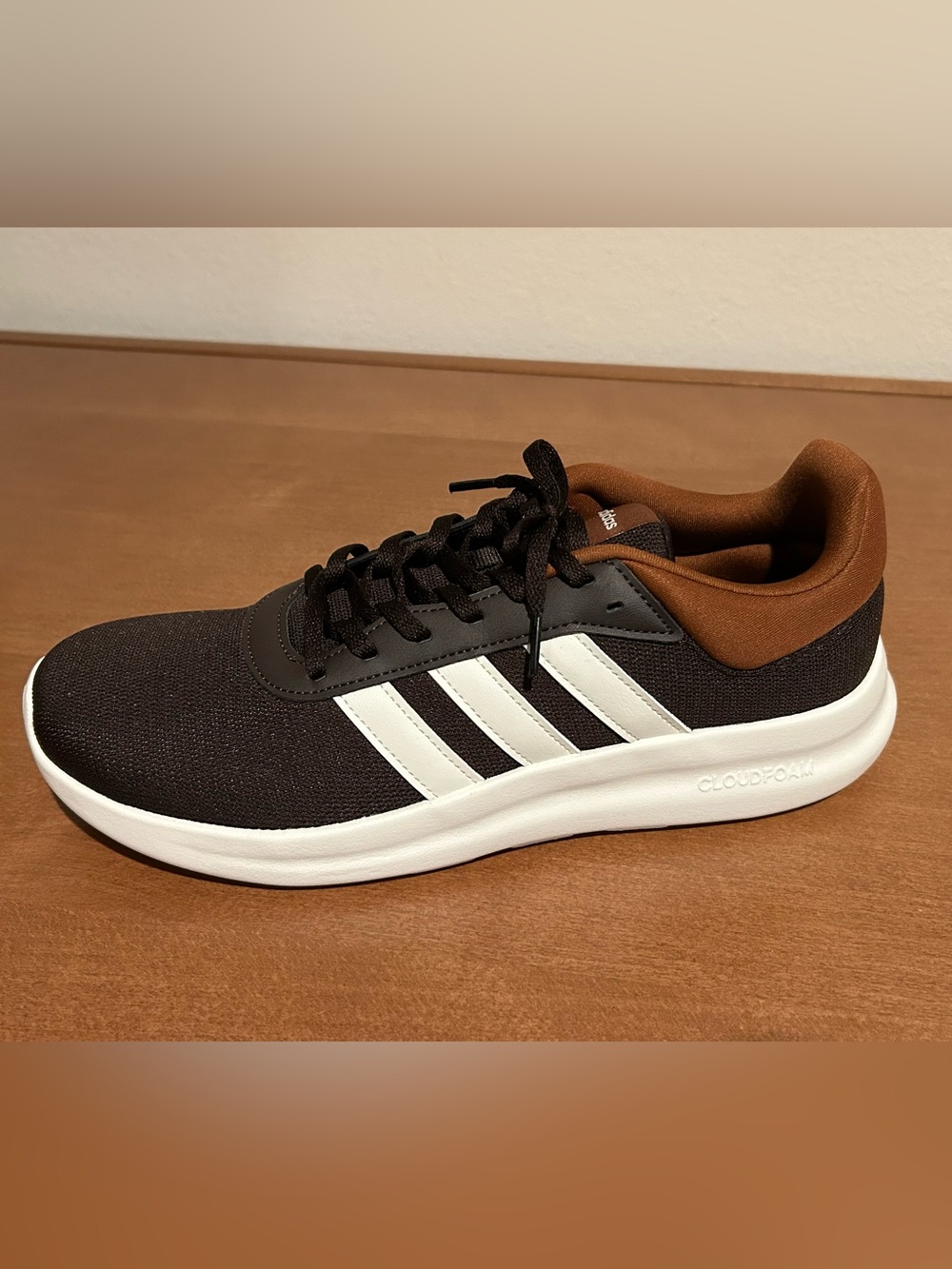 adidas Men’s Brown and White Lite Racer Sneakers - Picture 6 of 11